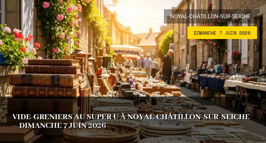 Affiche de l'événement : Vide-greniers au Super U à Noyal-Châtillon-sur-Seiche – Dimanche 7 Juin 2026
