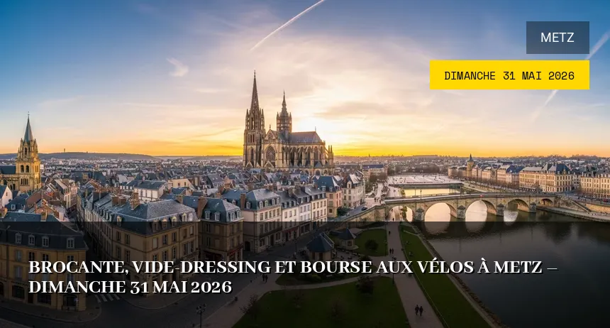 Affiche de l'événement : Brocante, Vide-Dressing et Bourse aux Vélos à Metz – Dimanche 31 Mai 2026