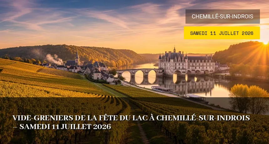 Affiche de l'événement : Vide-greniers de la Fête du Lac à Chemillé-sur-Indrois – Samedi 11 Juillet 2026