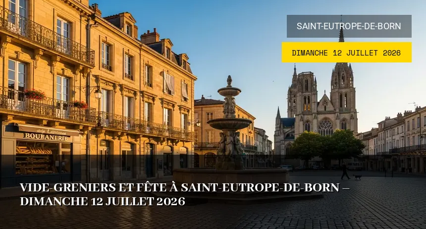 Affiche de l'événement : Vide-Greniers et Fête à Saint-Eutrope-de-Born – Dimanche 12 Juillet 2026