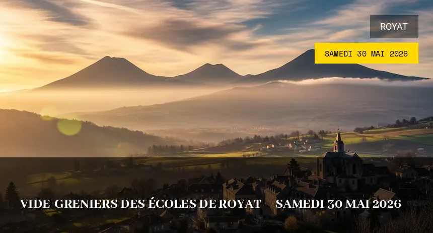 Affiche de l'événement : Vide-greniers des écoles de Royat – Samedi 30 Mai 2026