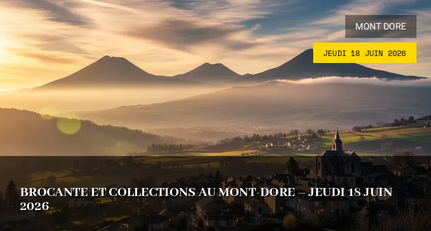 Affiche de l'événement : Brocante et Collections au Mont-Dore – Jeudi 18 Juin 2026