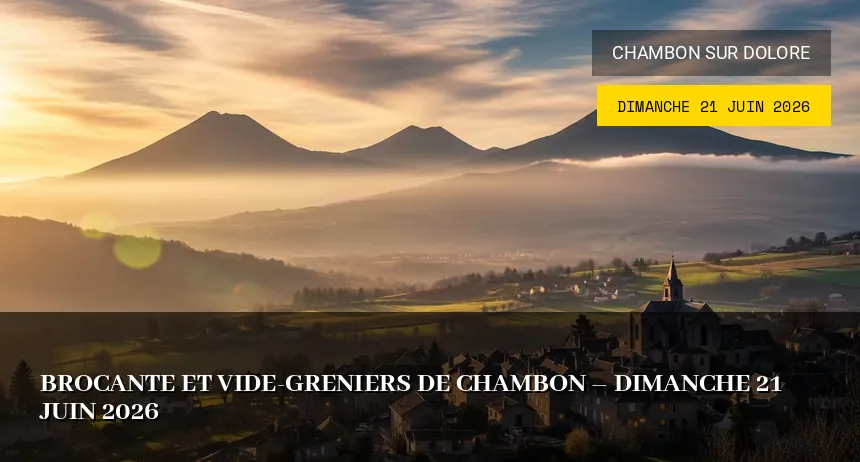 Affiche de l'événement : Brocante et Vide-Greniers de Chambon – Dimanche 21 Juin 2026