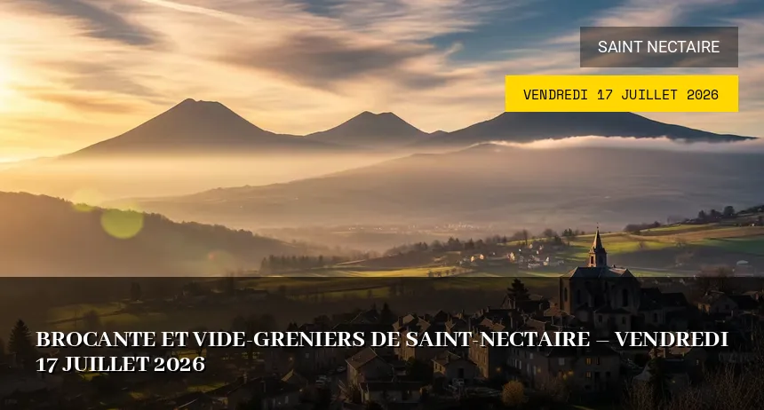 Affiche de l'événement : Brocante et Vide-greniers de Saint-Nectaire – Vendredi 17 Juillet 2026