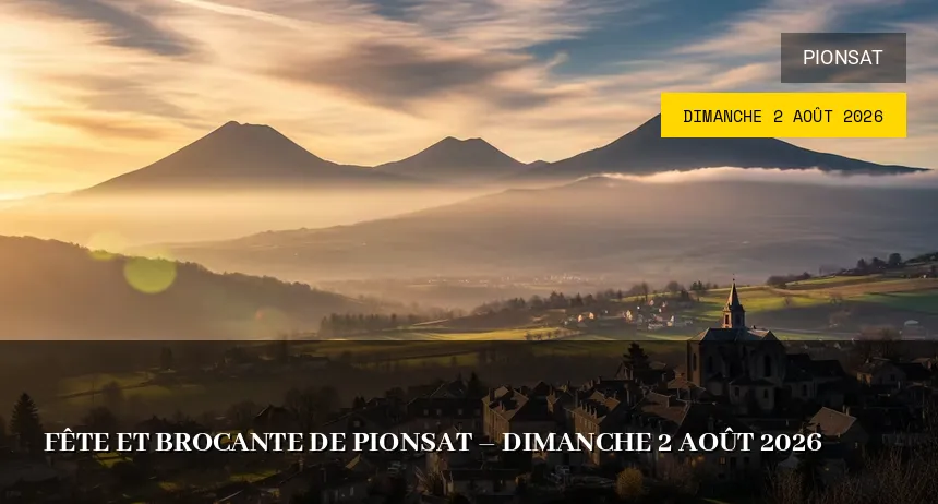 Affiche de l'événement : Fête et Brocante de Pionsat – Dimanche 2 Août 2026