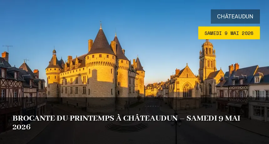 Affiche de l'événement : Brocante du Printemps à Châteaudun – Samedi 9 Mai 2026