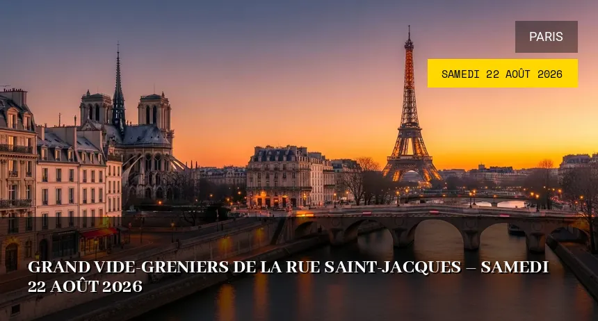 Affiche de l'événement : Grand vide-greniers de la rue Saint-Jacques – Samedi 22 Août 2026