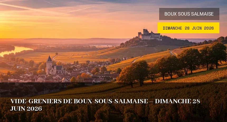 Affiche de l'événement : Vide-greniers de Boux-sous-Salmaise – Dimanche 28 Juin 2026