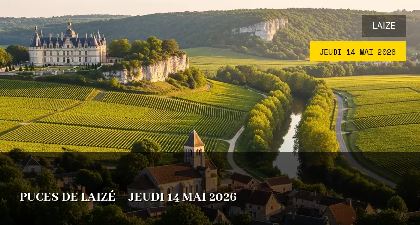 Affiche de l'événement : Puces de Laizé – Jeudi 14 Mai 2026