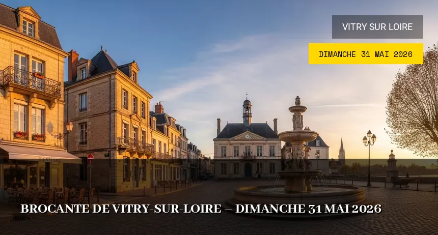 Affiche de l'événement : Brocante de Vitry-sur-Loire – Dimanche 31 Mai 2026