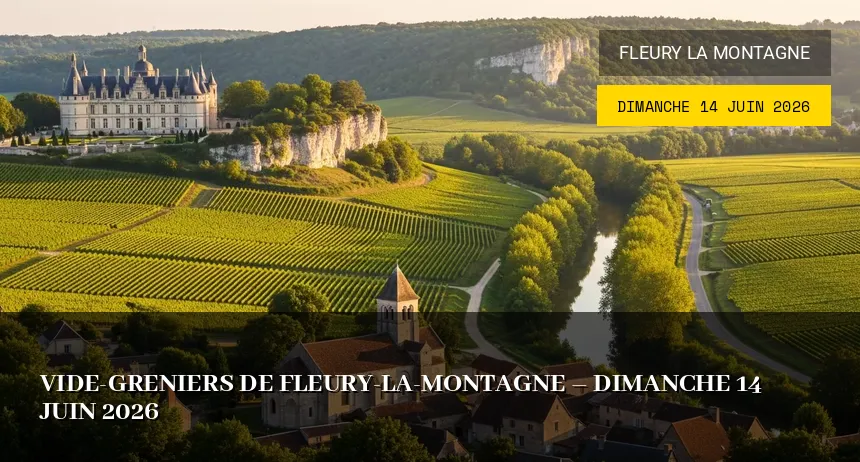 Affiche de l'événement : Vide-greniers de Fleury-la-Montagne – Dimanche 14 Juin 2026