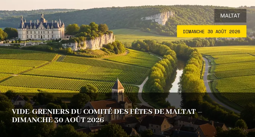 Affiche de l'événement : Vide-greniers du comité des fêtes de Maltat – Dimanche 30 Août 2026