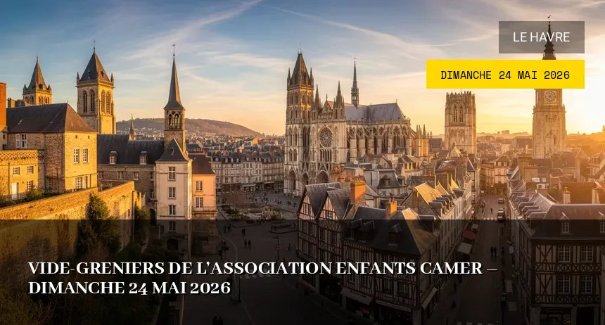 Affiche de l'événement : Vide-greniers de l&rsquo;Association Enfants Camer – Dimanche 24 Mai 2026