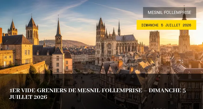 Affiche de l'événement : 1er Vide-greniers de Mesnil-Follemprise – Dimanche 5 Juillet 2026