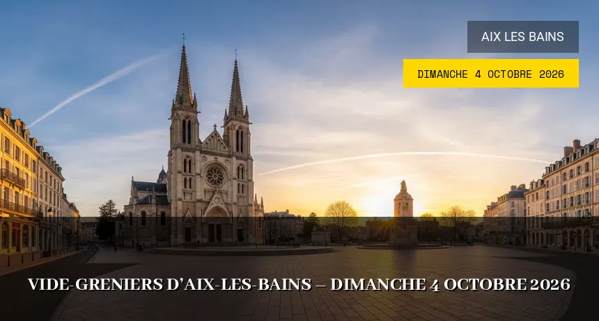 Affiche de l'événement : Vide-greniers d&rsquo;Aix-les-Bains – Dimanche 4 Octobre 2026