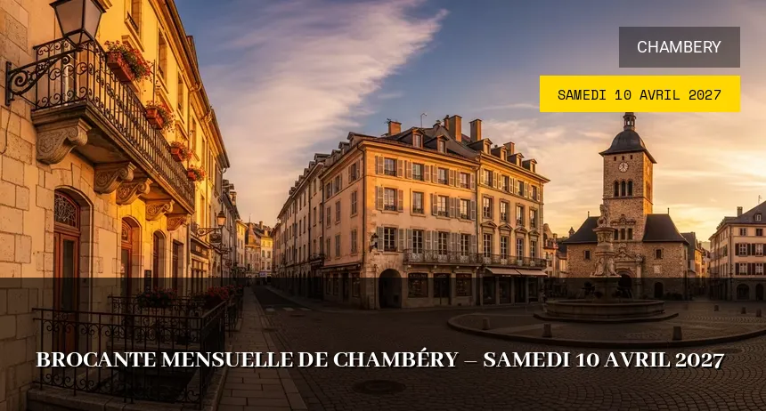 Affiche de l'événement : Brocante mensuelle de Chambéry – Samedi 10 Avril 2027