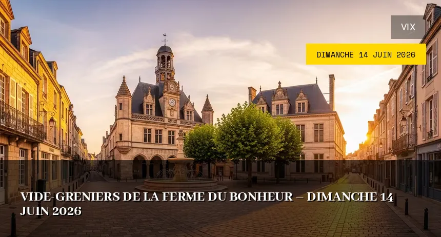 Affiche de l'événement : Vide-greniers de la Ferme du Bonheur – Dimanche 14 Juin 2026