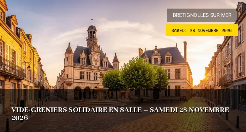 Affiche de l'événement : Vide-greniers solidaire en salle – Samedi 28 Novembre 2026