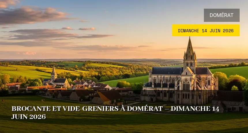 Affiche de l'événement : Brocante et Vide-Greniers à Domérat – Dimanche 14 Juin 2026