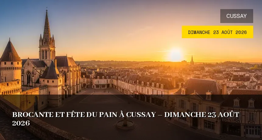 Affiche de l'événement : Brocante et Fête du Pain à Cussay – Dimanche 23 Août 2026