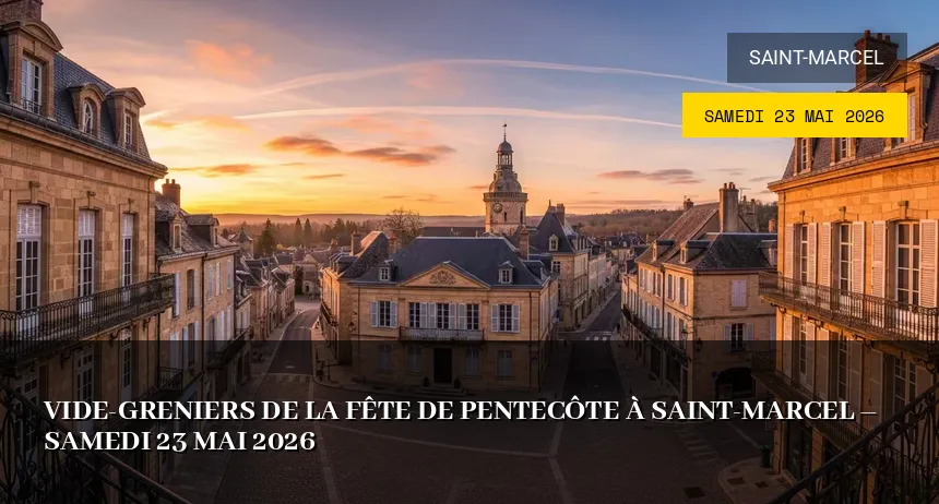 Affiche de l'événement : Vide-greniers de la Pentecôte à Saint-Marcel – Samedi 23 Mai 2026