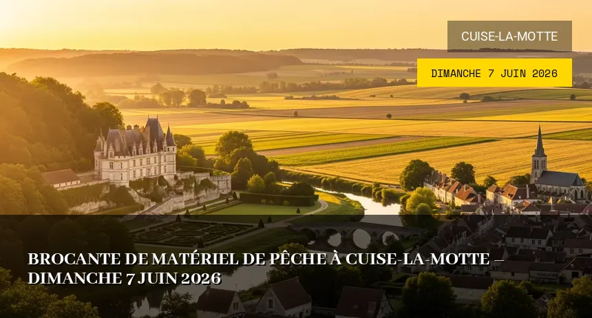 Affiche de l'événement : Brocante de Matériel de Pêche à Cuise-la-Motte – Dimanche 7 Juin 2026