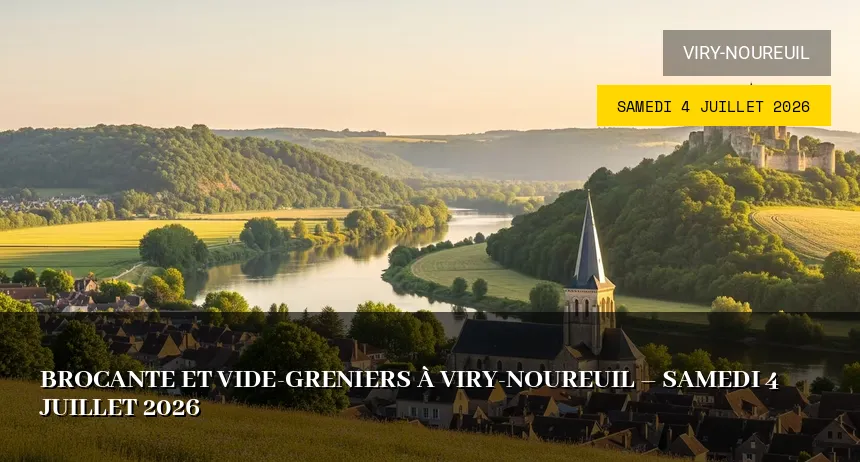 Affiche de l'événement : Vide-greniers et Brocante de la Fête de Viry-Noureuil – Samedi 4 Juillet 2026
