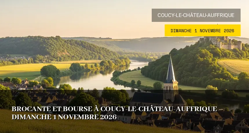 Affiche de l'événement : Brocante et Bourse aux Collections à Coucy-le-Château-Auffrique – Dimanche 1 Novembre 2026