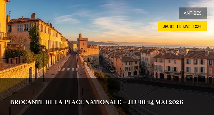 Affiche de l'événement : Brocante de la Place Nationale – Jeudi 14 Mai 2026