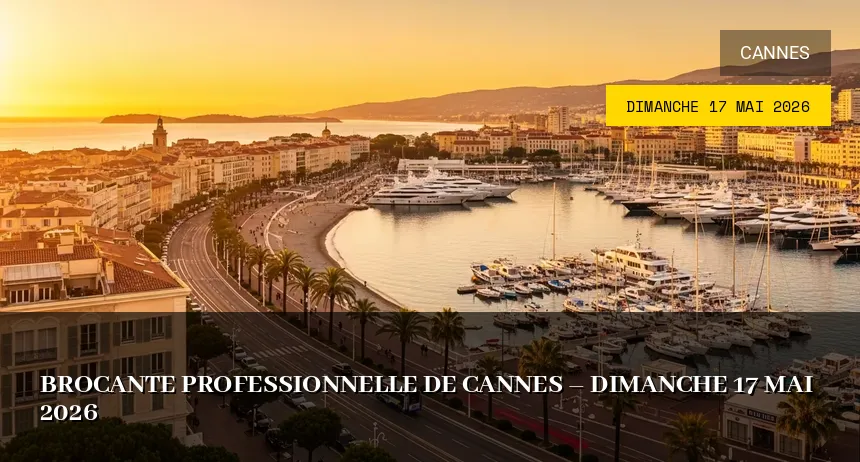 Affiche de l'événement : Brocante professionnelle de Cannes – Dimanche 17 Mai 2026