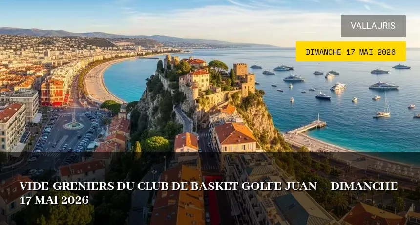 Affiche de l'événement : Vide-greniers du Club de Basket Golfe-Juan – Dimanche 17 Mai 2026