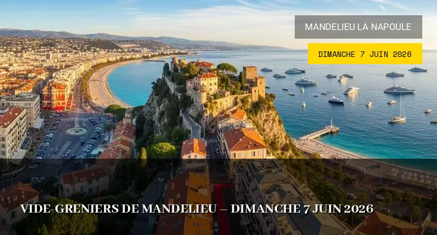 Affiche de l'événement : Vide-greniers de Mandelieu – Dimanche 7 Juin 2026