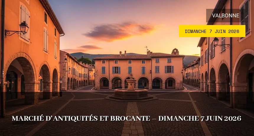 Affiche de l'événement : Marché d&rsquo;antiquités et brocante – Dimanche 7 Juin 2026