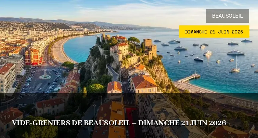 Affiche de l'événement : Vide-greniers de Beausoleil – Dimanche 21 Juin 2026