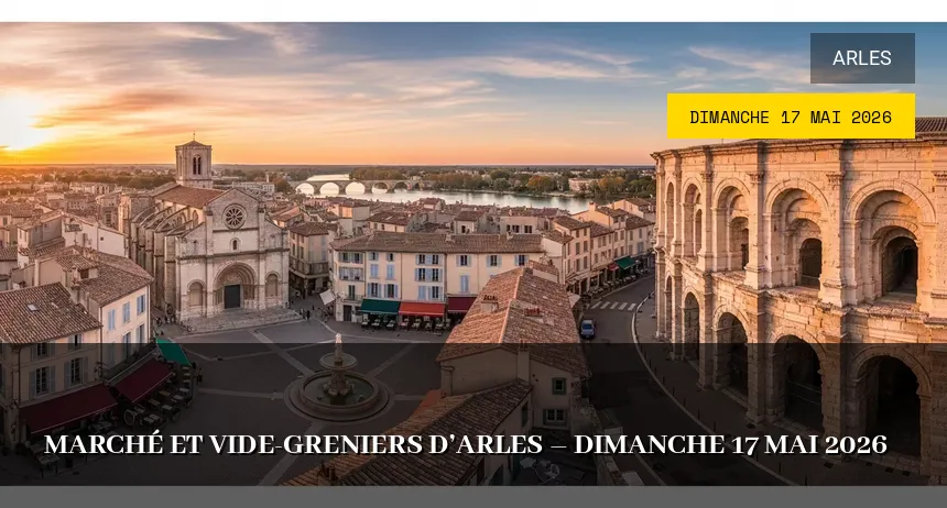 Affiche de l'événement : Marché et vide-greniers d&rsquo;Arles – Dimanche 17 Mai 2026
