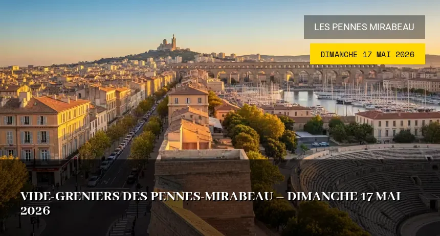 Affiche de l'événement : Vide-greniers des Pennes-Mirabeau – Dimanche 17 Mai 2026