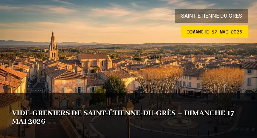 Affiche de l'événement : Vide-greniers de Saint-Étienne-du-Grès – Dimanche 17 Mai 2026