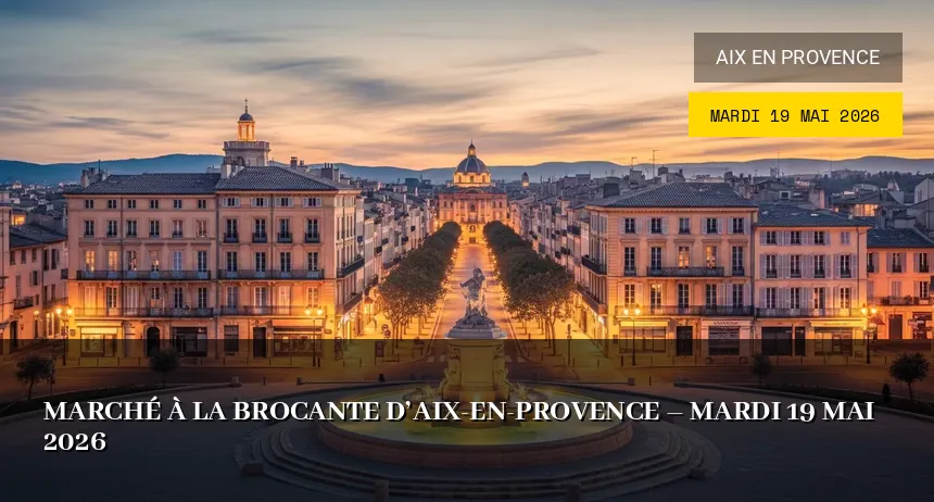 Affiche de l'événement : Marché à la brocante d&rsquo;Aix-en-Provence – Mardi 19 Mai 2026