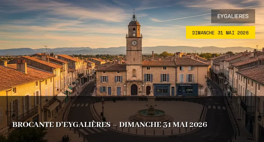 Affiche de l'événement : Brocante d&rsquo;Eygalières – Dimanche 31 Mai 2026