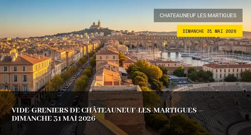 Affiche de l'événement : Vide-greniers de Châteauneuf-les-Martigues – Dimanche 31 Mai 2026