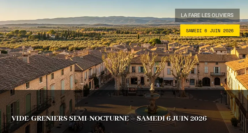 Affiche de l'événement : Vide-greniers semi-nocturne – Samedi 6 Juin 2026