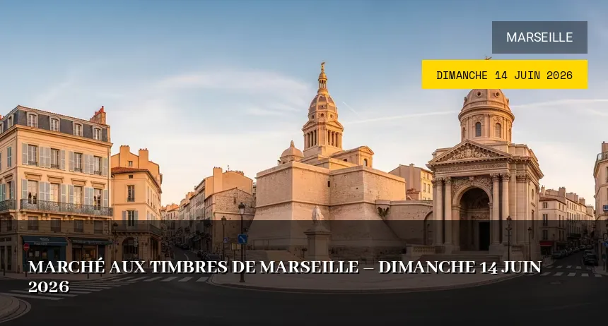 Affiche de l'événement : Marché aux timbres de Marseille – Dimanche 14 Juin 2026