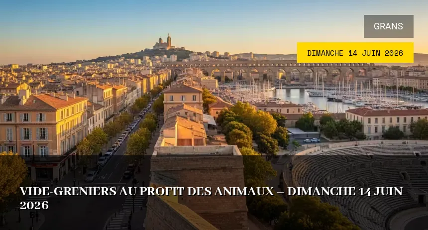 Affiche de l'événement : Vide-greniers au profit des animaux – Dimanche 14 Juin 2026