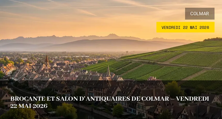 Affiche de l'événement : Brocante et Salon d&rsquo;Antiquaires de Colmar – Vendredi 22 Mai 2026