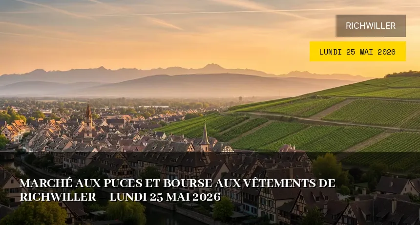 Affiche de l'événement : Marché aux puces et Bourse aux vêtements de Richwiller – Lundi 25 Mai 2026