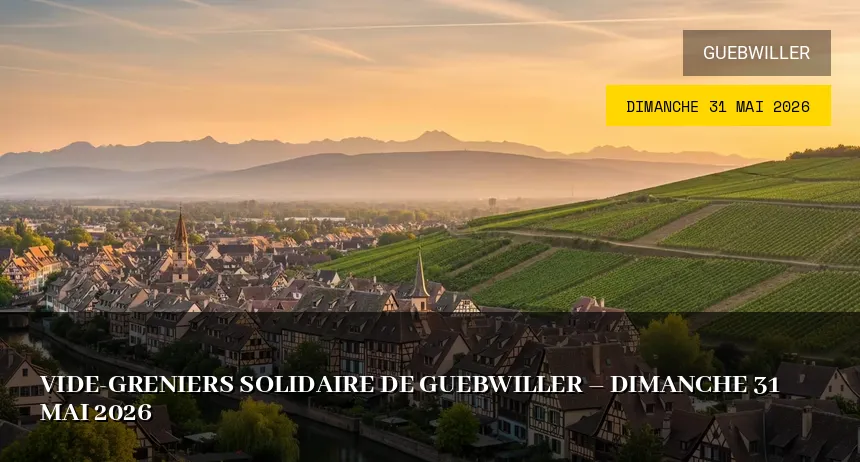 Affiche de l'événement : Vide-greniers solidaire de Guebwiller – Dimanche 31 Mai 2026