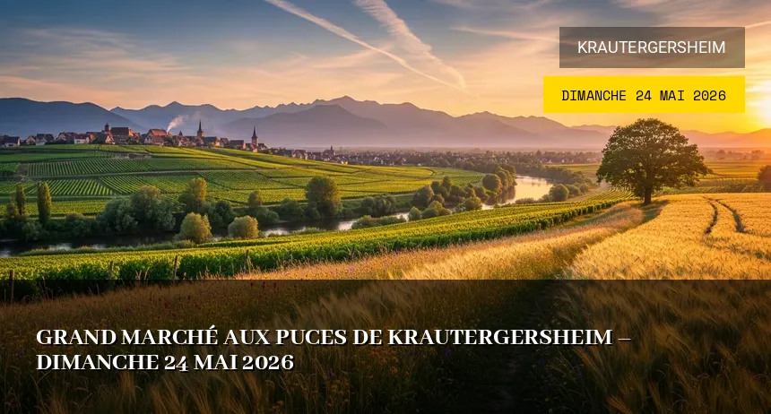 Affiche de l'événement : Grand marché aux puces de Krautergersheim – Dimanche 24 Mai 2026