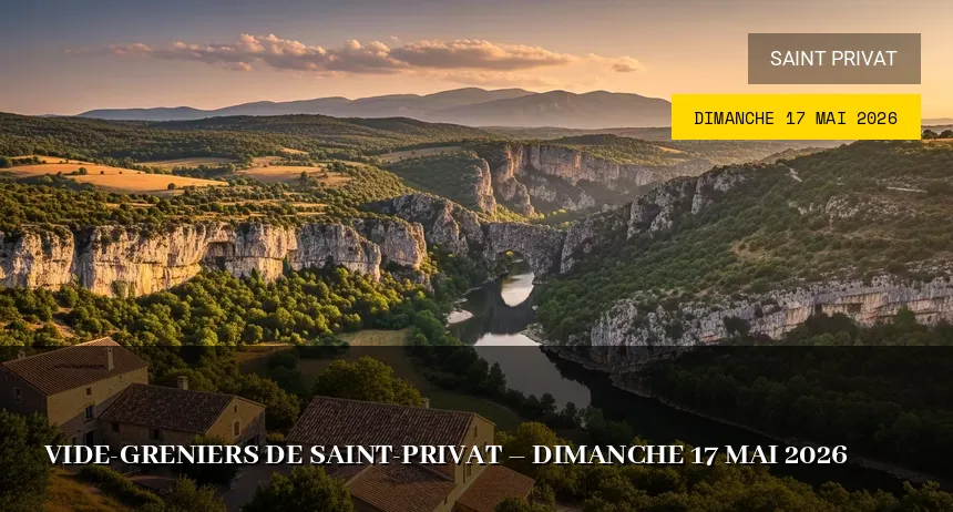 Affiche de l'événement : Vide-greniers de Saint-Privat – Dimanche 17 Mai 2026