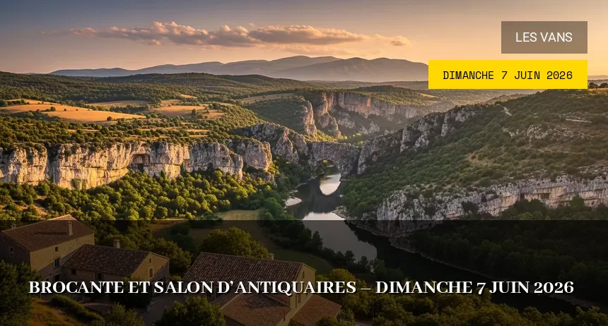 Affiche de l'événement : Brocante et salon d&rsquo;antiquaires – Dimanche 7 Juin 2026