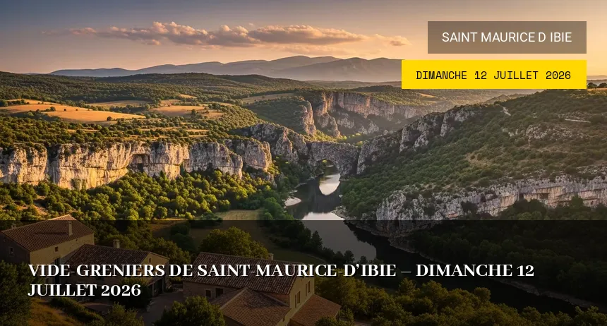 Affiche de l'événement : Vide-greniers de Saint-Maurice-d&rsquo;Ibie – Dimanche 12 Juillet 2026